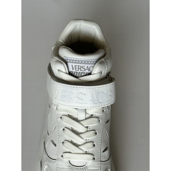 Versace Men\'s Laserata Leather Sneakers White 12.5 US (45.5) 1008964 NWT $1175 main image 15